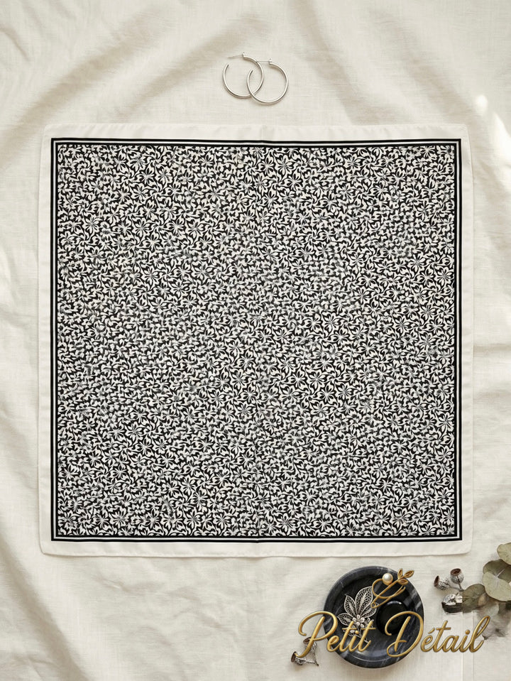 Monochrome Floral Square Scarf Default Title Petit Détail Lebanon