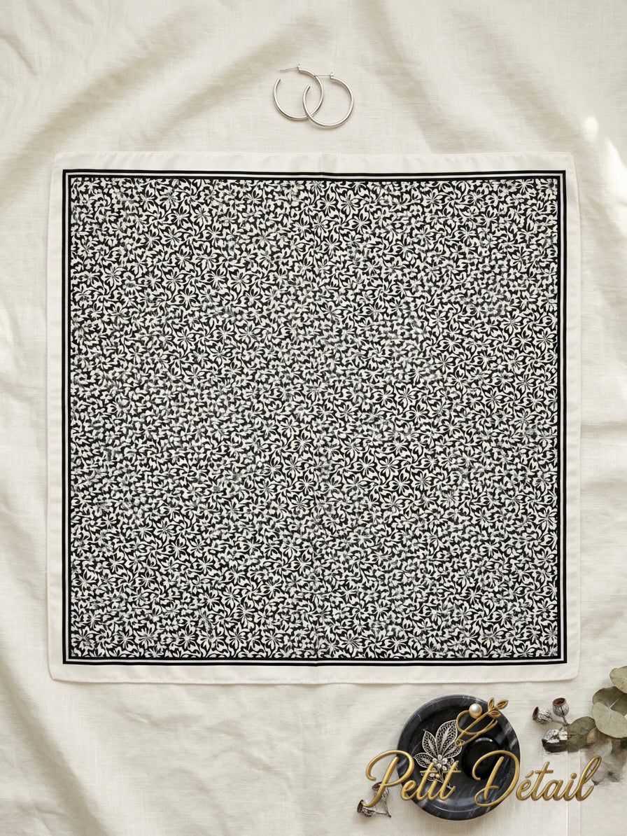 Monochrome Floral Square Scarf Petit Détail Lebanon