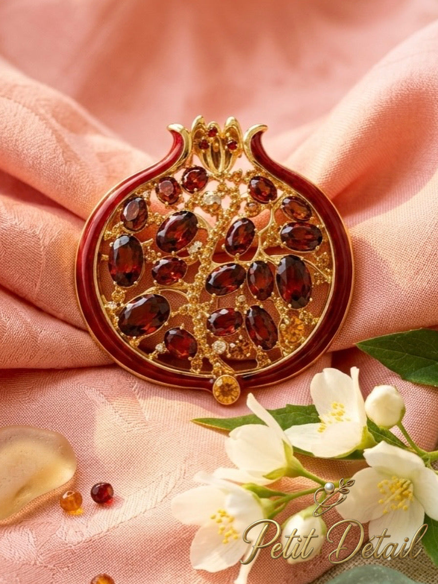Ruby Pomegranate Brooch Petit Détail Lebanon