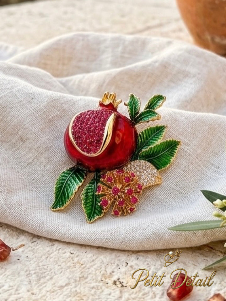 Crimson Pomegranate Brooch Petit Détail Lebanon