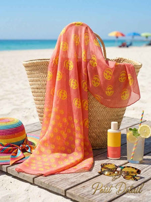 Pink & Yellow Mosaic Skull Beach Pareo – 90 × 175 cm