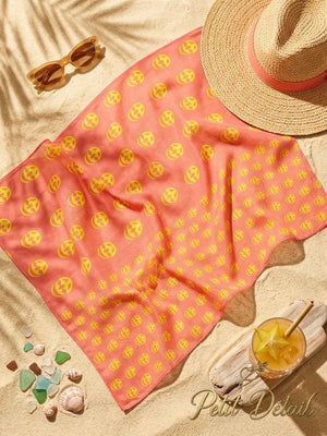 Pink & Yellow Mosaic Skull Beach Pareo – 90 × 175 cm