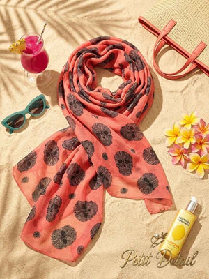 Coral Noir Mousseline Beach Pareo – 90 × 175 cm