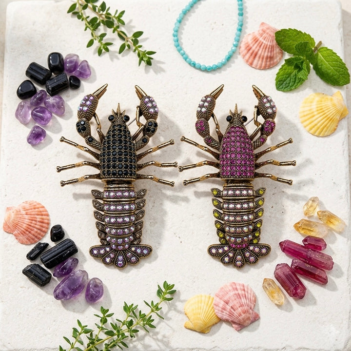 Crystal Lobster Brooch Petit Détail Lebanon