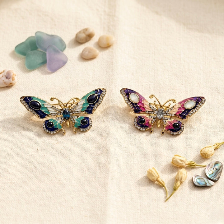 Vintage Style Enamel & Rhinestone Butterfly Brooch Petit Détail Lebanon
