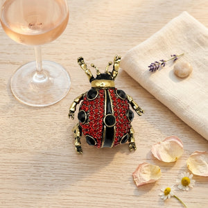 Vintage Pave Red Ladybug Brooch Petit Détail Lebanon