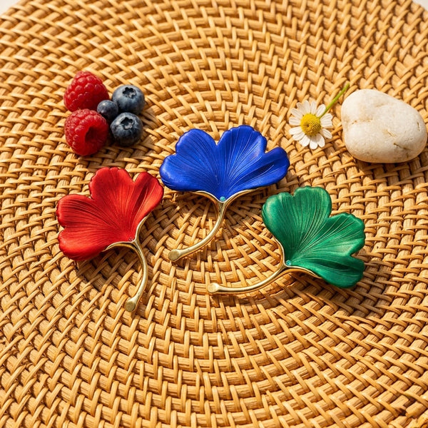 Frosted Ginkgo Leaf Brooch Collection Petit Détail Lebanon