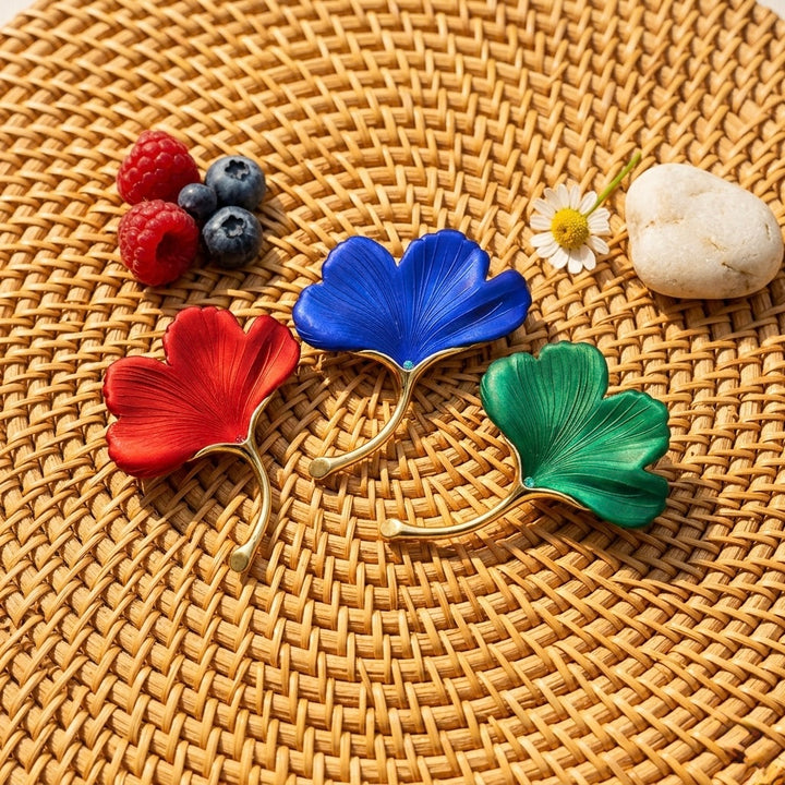 Frosted Ginkgo Leaf Brooch Collection Petit Détail Lebanon