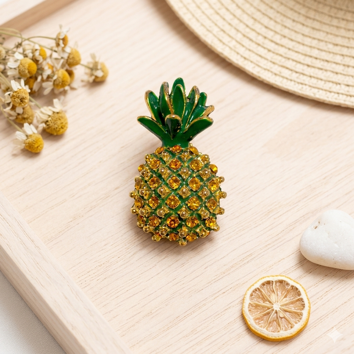 Sparkling Crystal Pineapple Brooch Petit Détail Lebanon