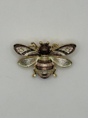 Vintage Enamel Bee Brooch Collection | Hand-Painted Insect Pin (2 Colors) - Color: brown