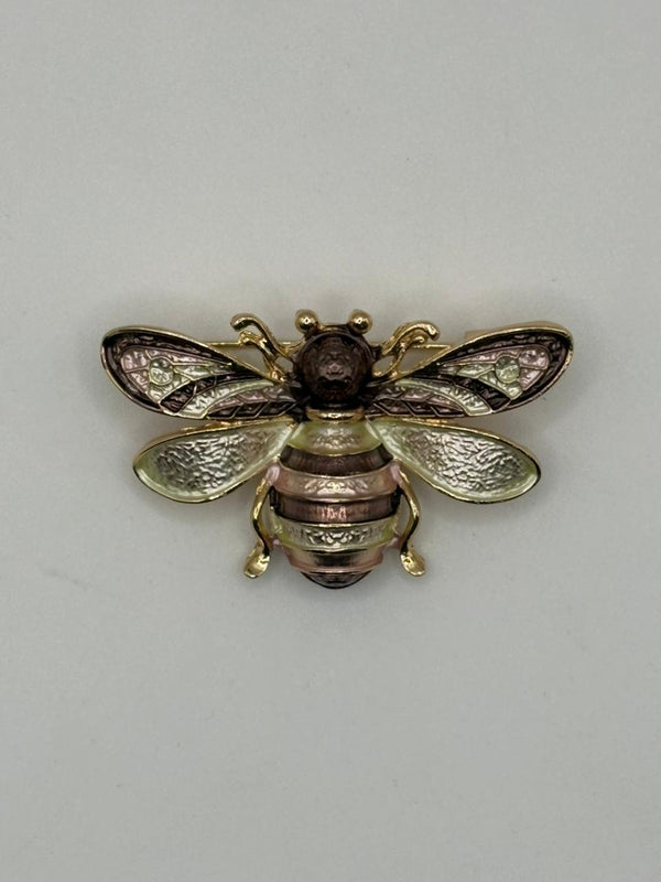 Vintage Enamel Bee Brooch Collection | Hand-Painted Insect Pin (2 Colors) - Color: brown