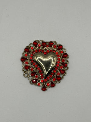 Sacred Heart Crystal Brooch – gold; silver metal fashion jewelry, main product image, Petit Détail