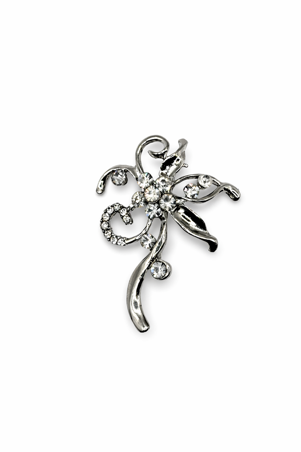 Abstract Silver Crystal Flower Brooch Default Title Petit Détail Lebanon