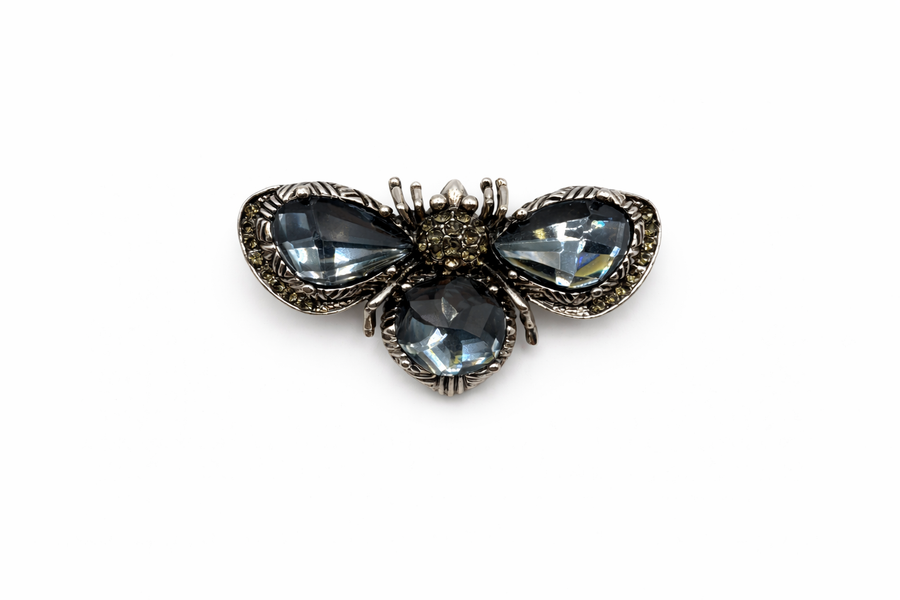 Vintage Style Smoky Crystal Bee Brooch Default Title Petit Détail Lebanon