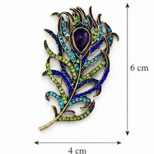 Antique-Style Crystal Peacock Feather Brooch Petit Détail Lebanon