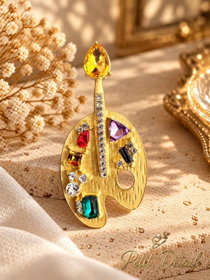 Jeweled Artist Palette Brooch