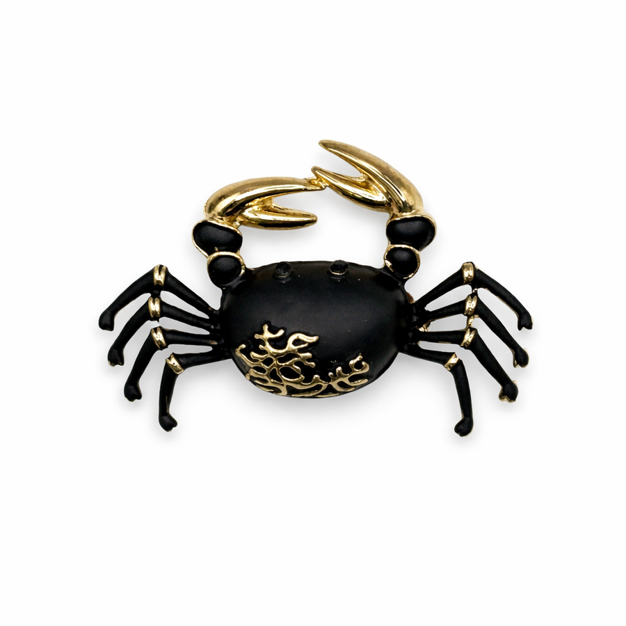 Black & Gold Enamel Crab Brooch Default Title Petit Détail Lebanon