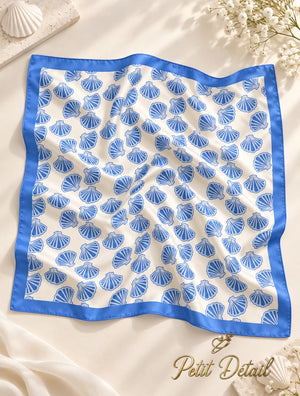 Blue Seashell Square Scarf Petit Détail Lebanon