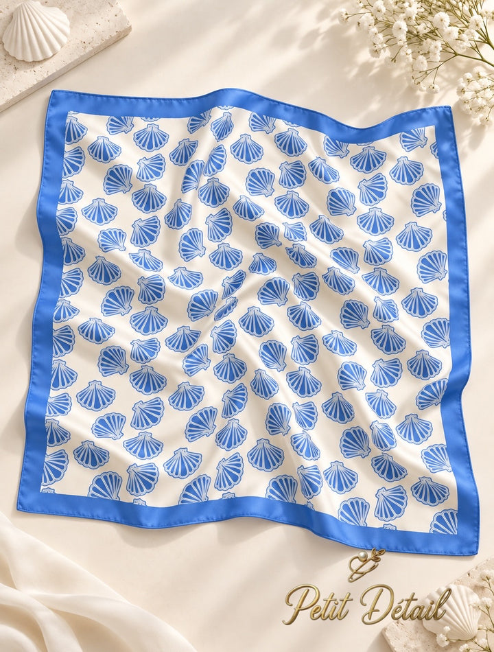 Blue Seashell Square Scarf Petit Détail Lebanon