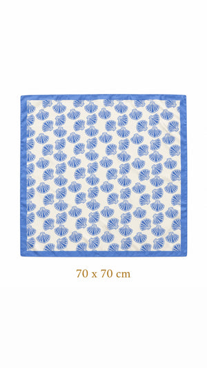 Blue Seashell Square Scarf Petit Détail Lebanon