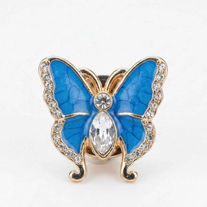 Butterfly Enamel & Crystal Button Covers Blue Petit Détail Lebanon
