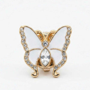 Butterfly Enamel & Crystal Button Covers White Petit Détail Lebanon