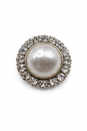 Classic Pearl & Crystal Halo Button (Sew-On) - Silver 2 5 Petit Détail Lebanon