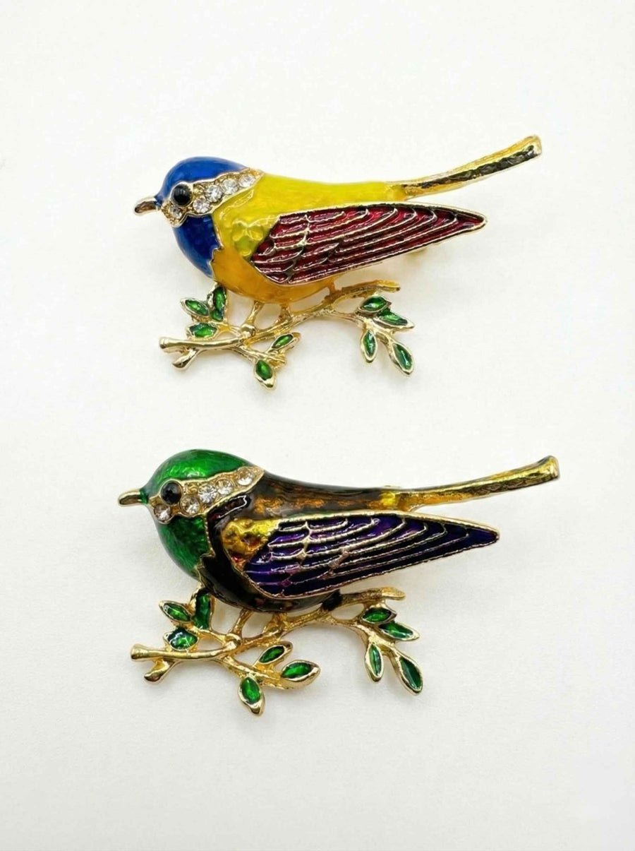 Colorful Enamel Songbird Brooch – Bird on Branch Petit Détail Lebanon