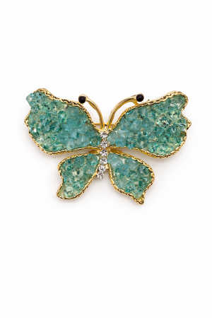 Crushed Crystal Butterfly Brooch Collection Green Petit Détail Lebanon