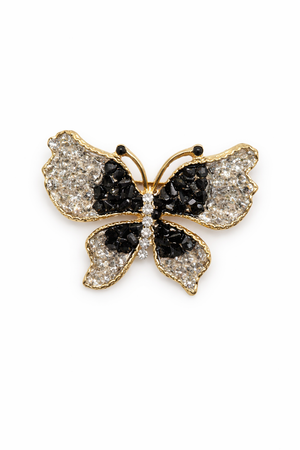 Crushed Crystal Butterfly Brooch Collection Black Petit Détail Lebanon