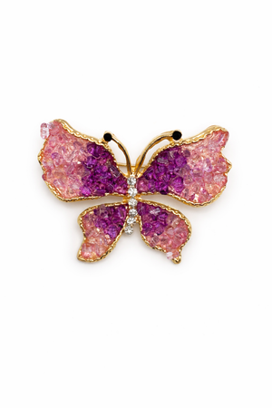 Crushed Crystal Butterfly Brooch Collection Pink Petit Détail Lebanon
