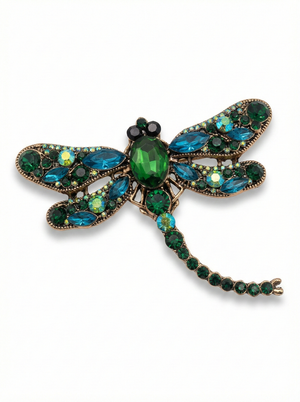 Crystal Dragonfly Statement Brooch – Available in 5 Colors Blue Petit Détail Lebanon