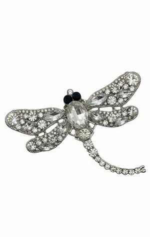 Crystal Dragonfly Statement Brooch – Available in 5 Colors Silver Petit Détail Lebanon