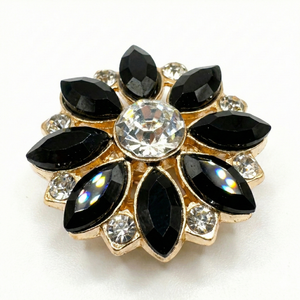 Crystal Flower Button Covers Black Petit Détail Lebanon