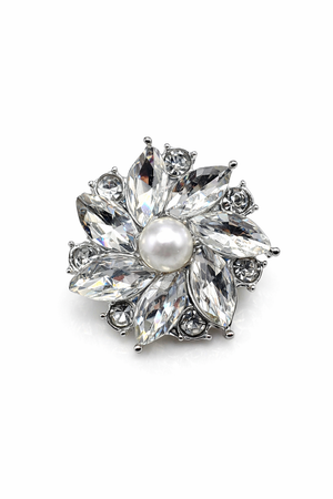 Crystal Flower Jewel Button (Sew-On) Silver Petit Détail Lebanon