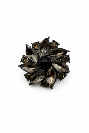 Crystal Flower Jewel Button (Sew-On) Black Petit Détail Lebanon