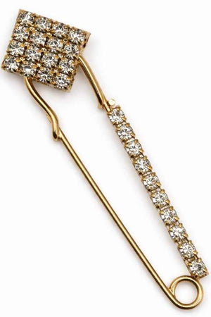 Crystal Square Head Safety Pin Brooch Gold Petit Détail Lebanon
