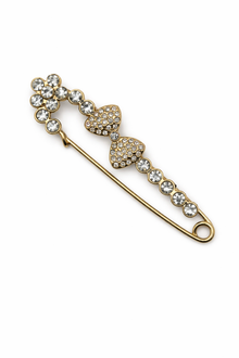 Decorative Crystal Safety Pin Brooch | Gold-Tone Bow & Flower Kilt Pin Petit Détail Lebanon