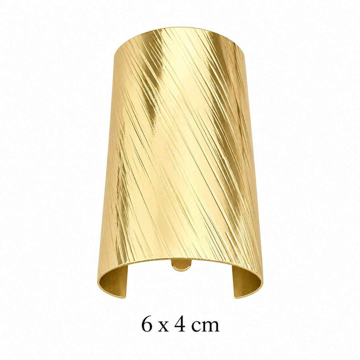 Diagonal Brushed Gold-Tone Wide Hair Cuff