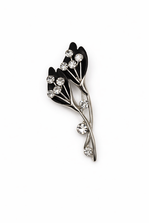 Elegant Enamel Tulip Flower Brooch Black Petit Détail Lebanon