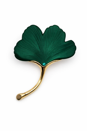 Frosted Ginkgo Leaf Brooch Collection Green Petit Détail Lebanon