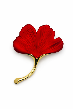 Frosted Ginkgo Leaf Brooch Collection Red Petit Détail Lebanon