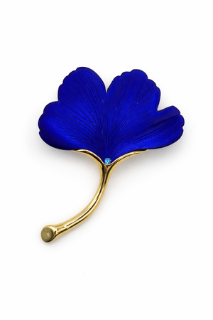 Frosted Ginkgo Leaf Brooch Collection Blue Petit Détail Lebanon