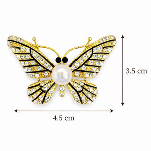 Glamorous Black Enamel & Crystal Butterfly Brooch Default Title Petit Détail Lebanon