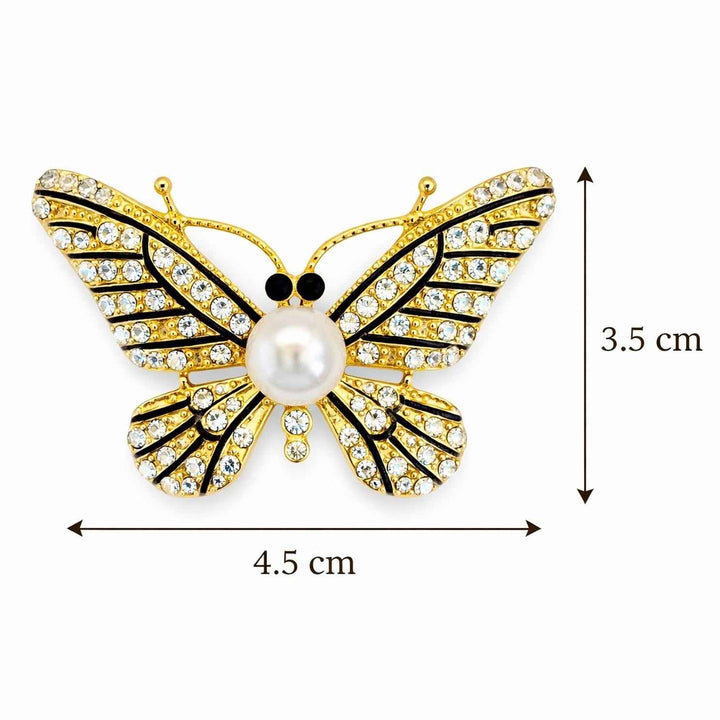 Glamorous Black Enamel & Crystal Butterfly Brooch Petit Détail Lebanon