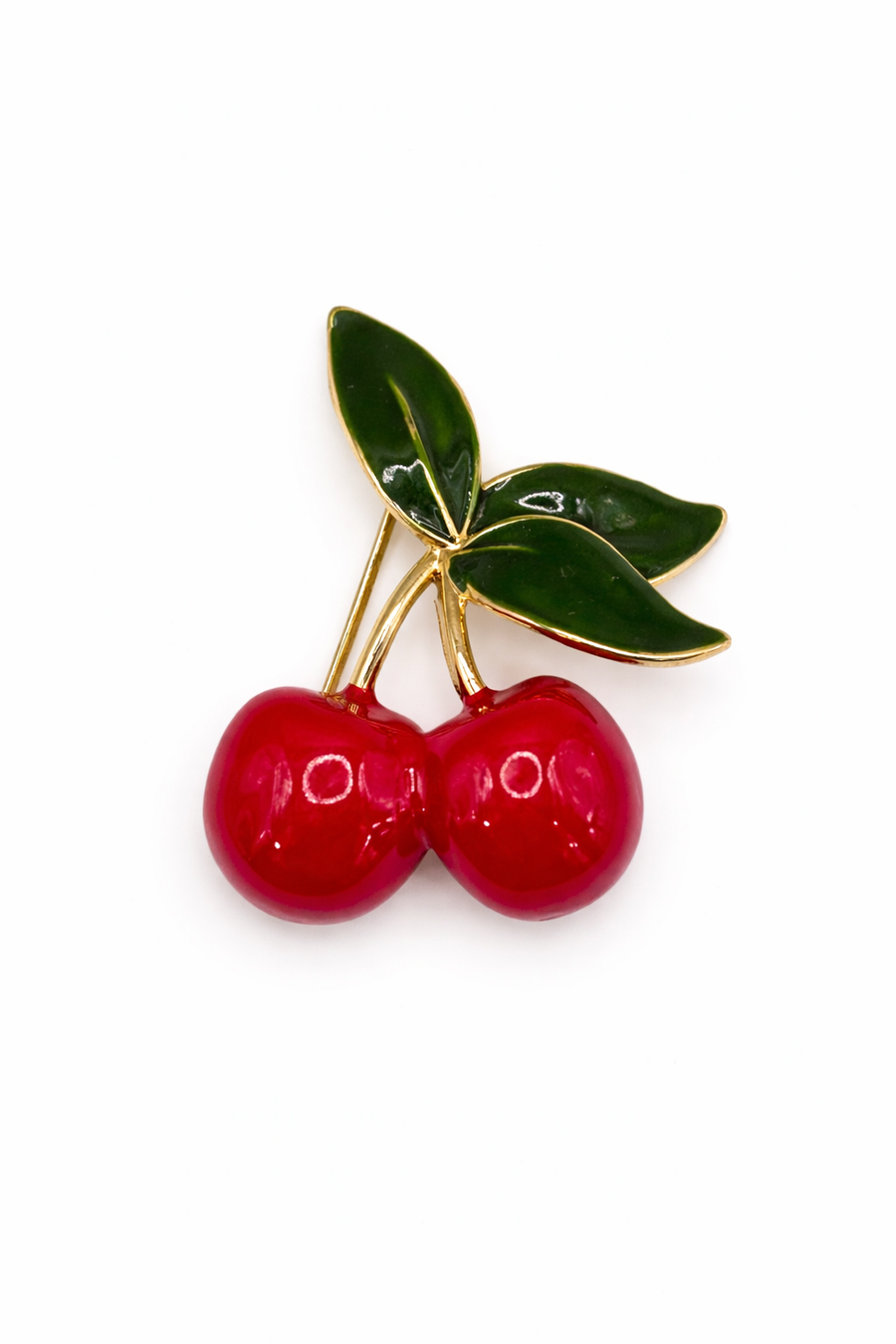 Glossy Twin Cherries Enamel Brooch Default Title Petit Détail Lebanon