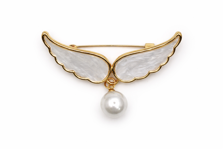 Gold & Mother of Pearl Style Guardian Angel Pin Default Title Petit Détail Lebanon