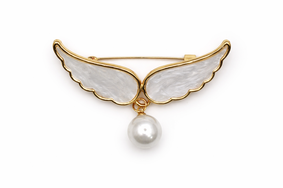 Gold & Mother of Pearl Style Guardian Angel Pin Default Title Petit Détail Lebanon