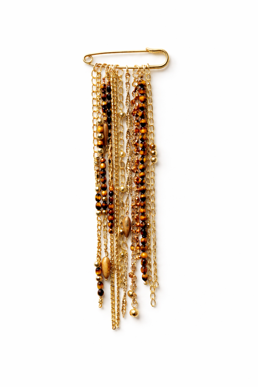 Golden Cascade Safety Pin Brooch Default Title Petit Détail Lebanon