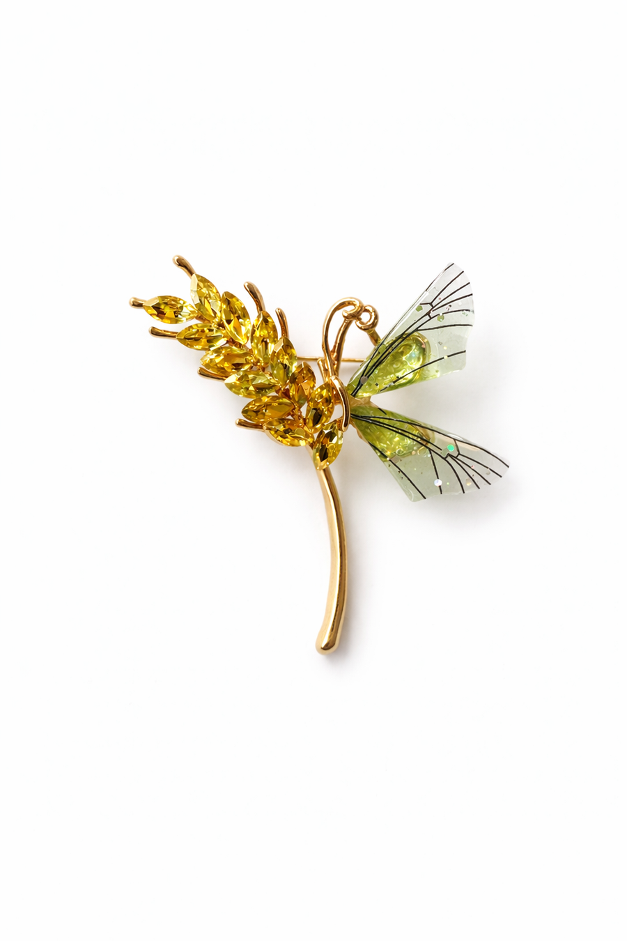 Golden Crystal Dragonfly Brooch Default Title Petit Détail Lebanon